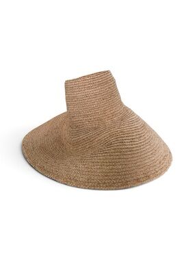 Wide Brim Straw Hat - Natural Light Brown With Attachable Chain
